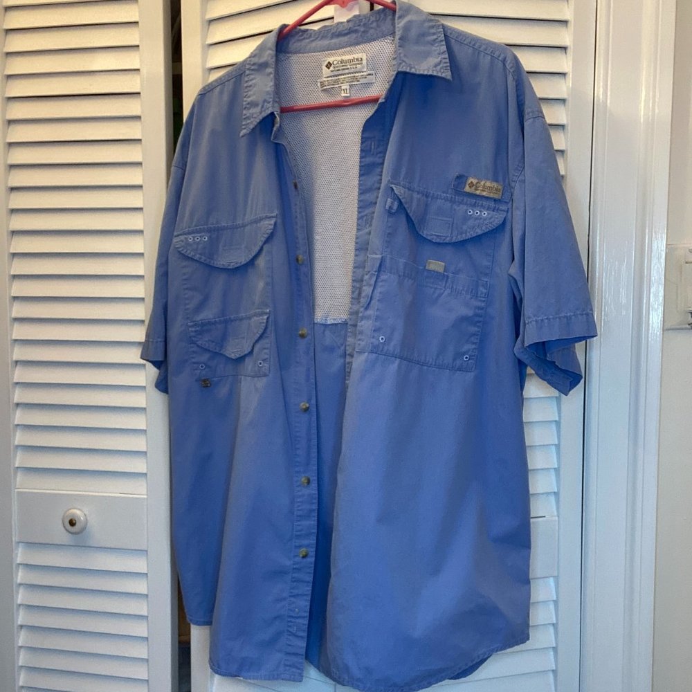 Columbia men shirt, short sleeves, blue with mesh